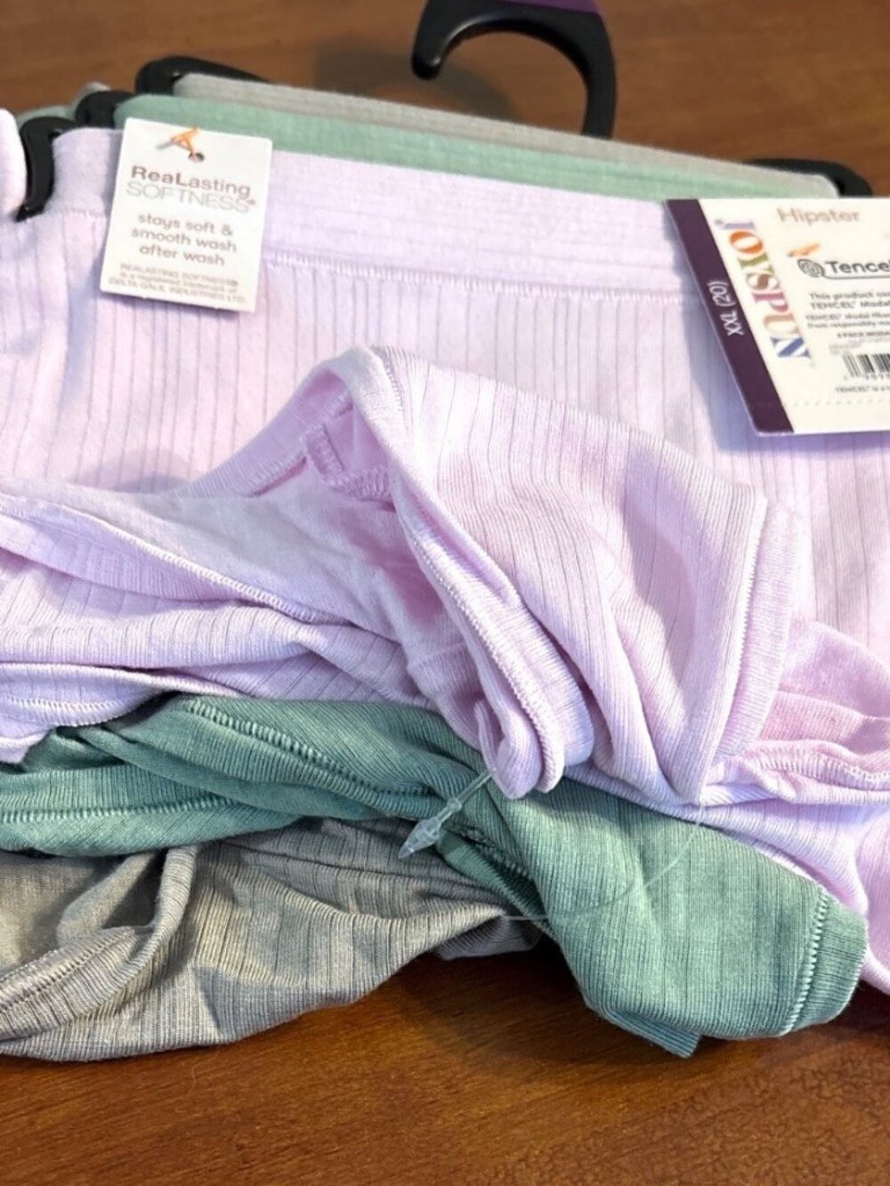 Joyspun Hipster Panties 3 Pack XXL-20 TENCEL Modal Soft Ribbed Pastel Underwear